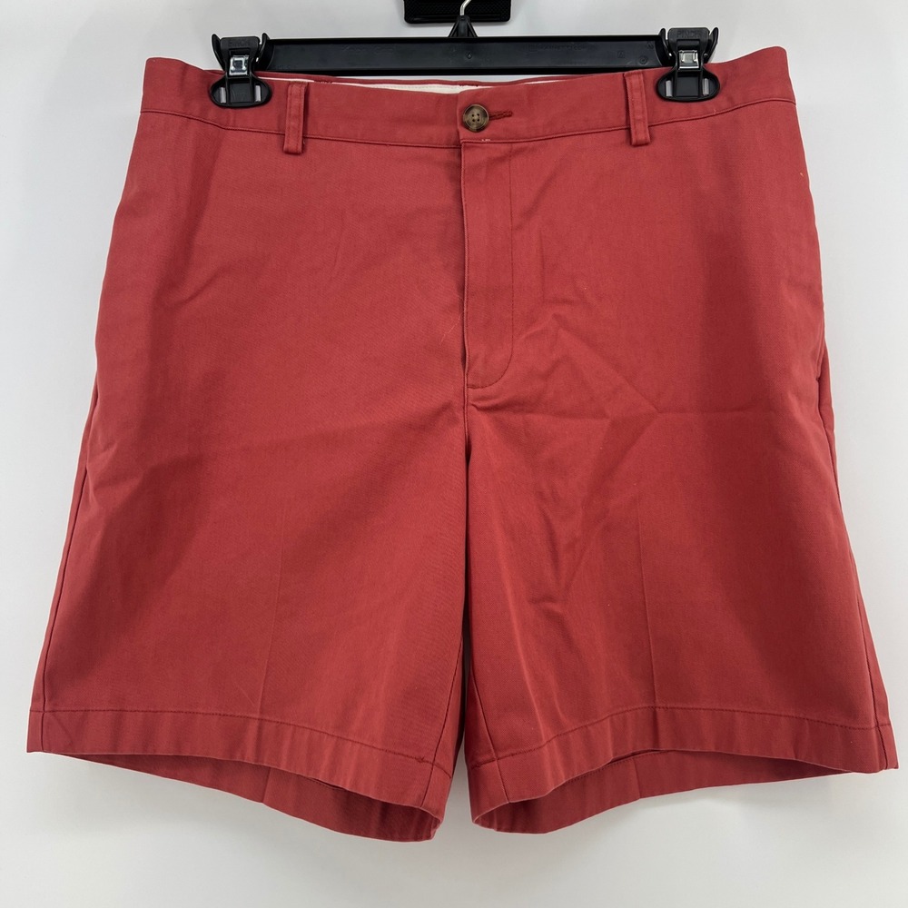 LL Bean Mens Classic Fit Chino Shorts Size 34 Brick Red Cotton Twill 267793